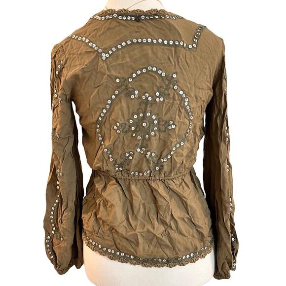 Made With Love Vintage 2000s Size Small Beautiful Button Up Sequin Top - Picture 2 of 5